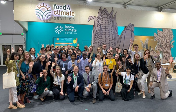 Compassion in World Farming team with other partners at Food4Climate pavilion at COP27