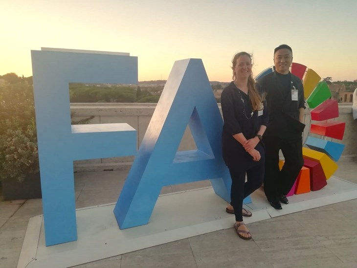 Members of the CIWF and China team pose in front of the FAO buildling